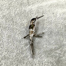 Silver enamel bird brooch