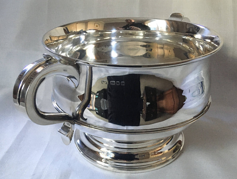 Garrards silver, twin handled, trophy bowl. London 1928 Sebastian Garrard. 43 troy ounces.