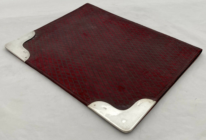 Edwardian Silver Mounted Leather Document Wallet. Birmingham 1901 Charles Penny Brown.