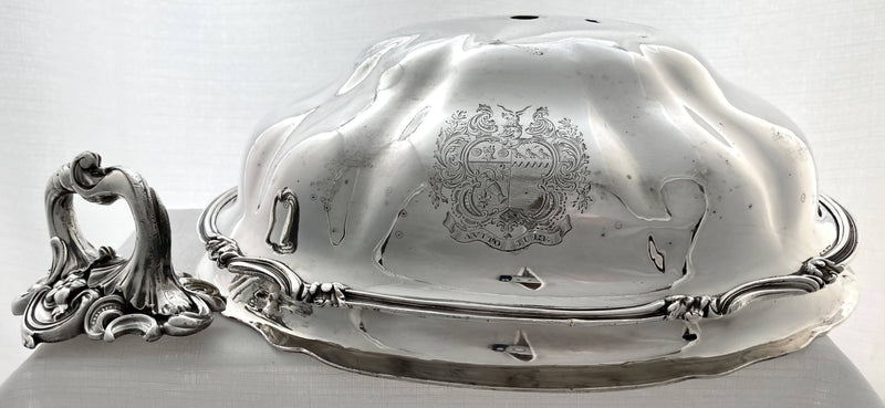 Georgian Old Sheffield Plate Armorial Meat Dome. Arms of Wheeler & Ray. Roberts, Smith & Co. Sheffield, circa 1830.