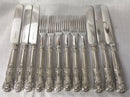 Victorian silver handled Kings pattern dessert service for twelve persons. Sheffield circa 1853 - 1862, Martin Hall & Co.
