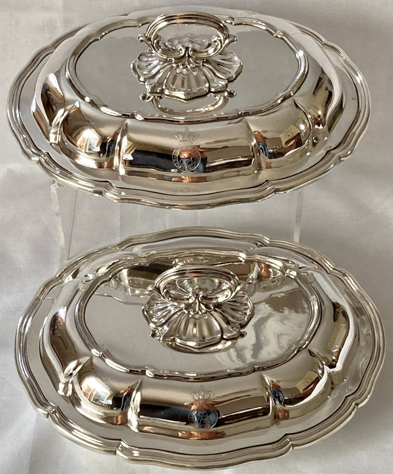 Victorian Regimental Entree Dishes & Covers. Insignia of the Harts (Hertfordshire) MIlitia Regiment.