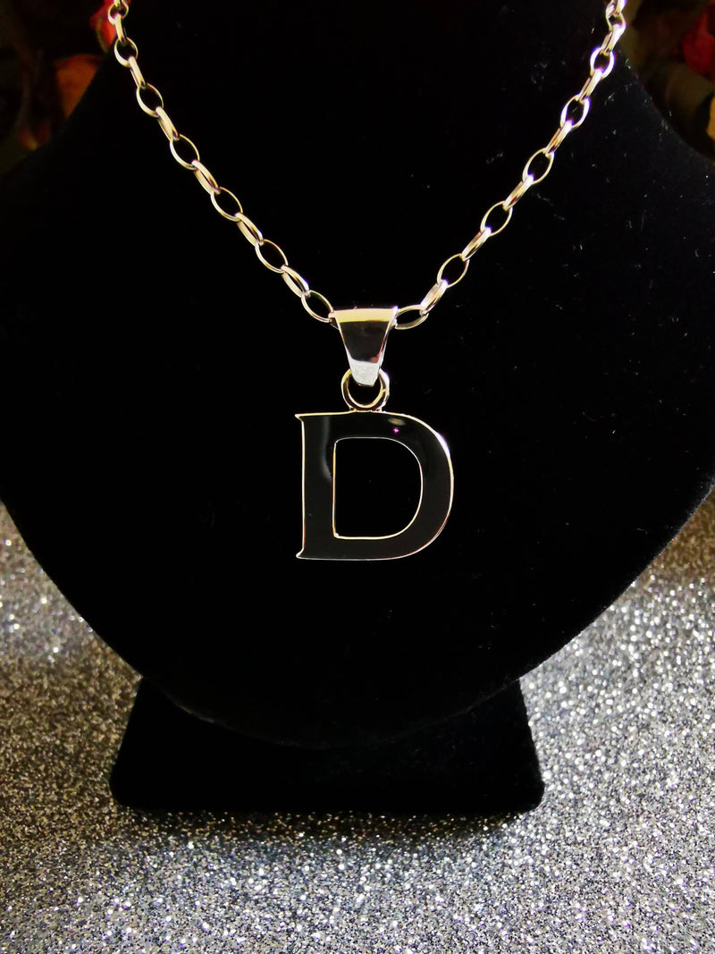 New Solid Sterling Silver Initial "D" Pendant Necklace - 18"