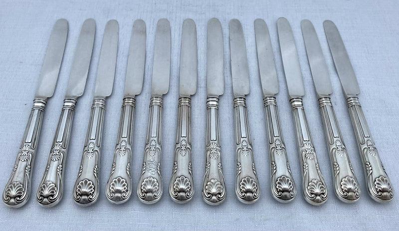 Georgian, George IV, Cased Silver Kings Pattern Dessert Service for Twelve. Sheffield 1822 -1826.