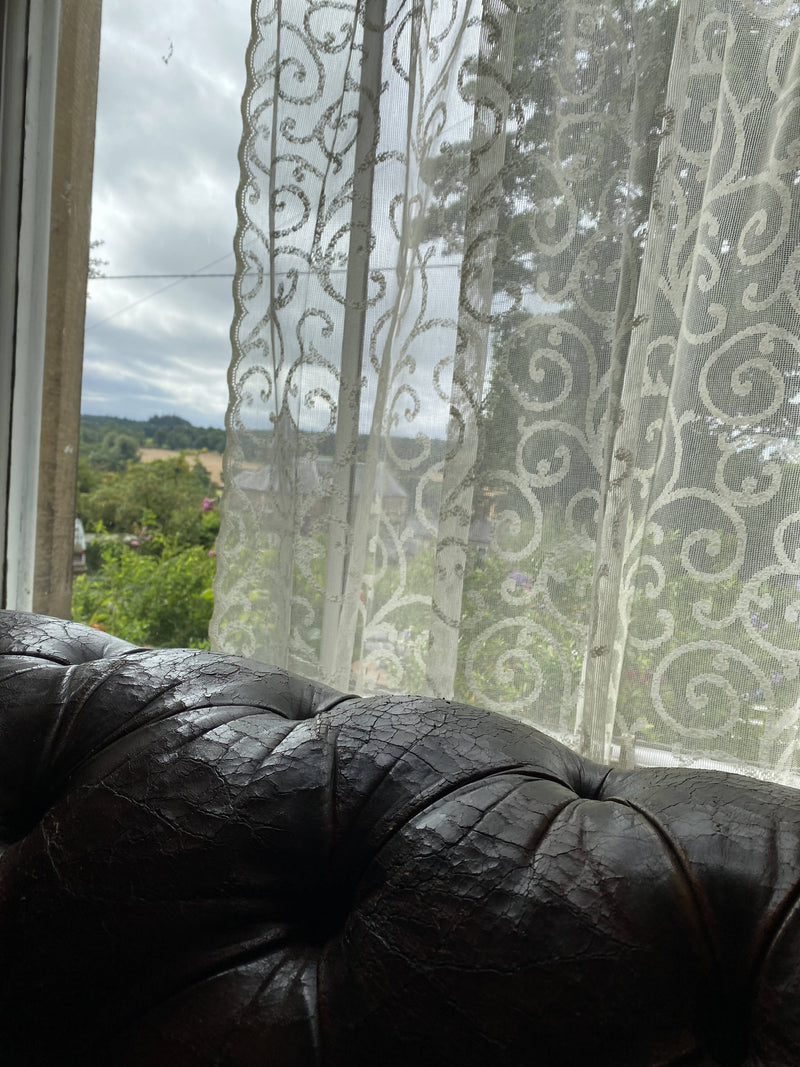 Stunning Laura Ashley period design cream cotton Curtain Panelling remnant 58”/36”long