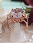 New Rose De France Amethyst & White Cambodian Zircon Ring - Size P