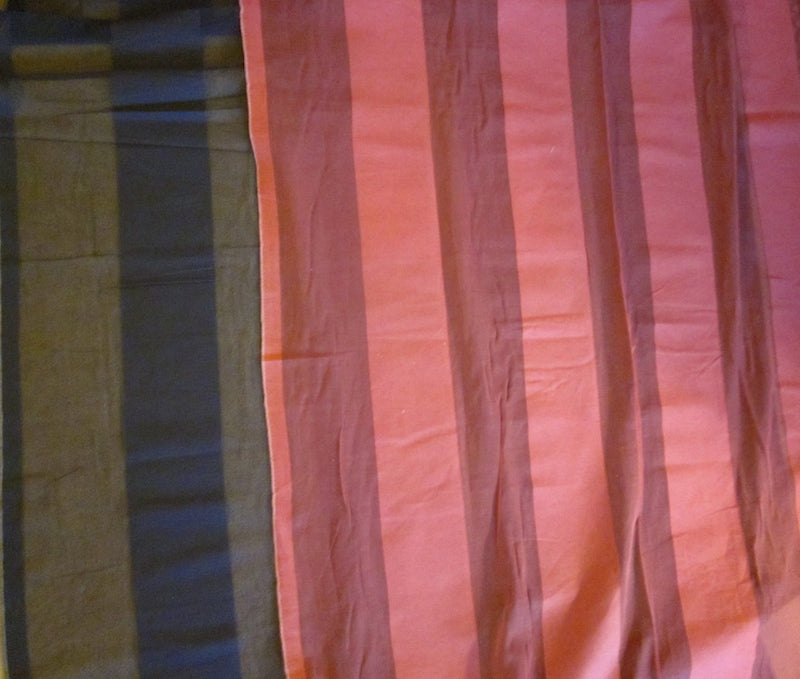"Terese stripe" Antique classic earth red Madras Cotton Lace Curtain Panelling - 48 Inches wide cut from roll