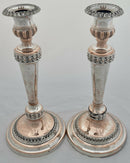 Georgian, Pair of Old Sheffield Plate Crested Candlesticks, circa 1820.