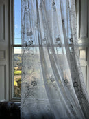 Antique French Corneley off white Cotton Lace Curtain Panels recuperated château 72”/120” to finish