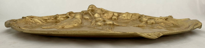 Late 19th Century French Naturalistic Gilt Metal High Relief Tray.