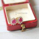 9ct Ruby & Diamond Oval Cluster Earrings