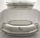Pair of Octagonal Silver Plated & Crested Entree Dishes with Covers. Elkington & Co. 1923.