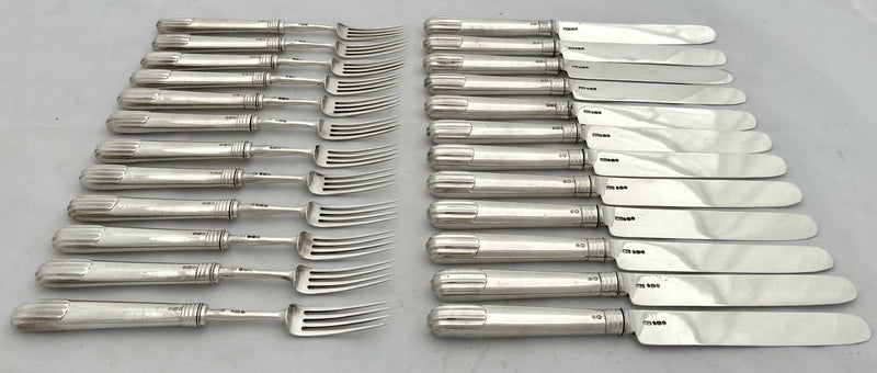 Georgian, George III, Mahogany Cased Crested Silver Dessert Service for Twelve. London 1809 Moses Brent.