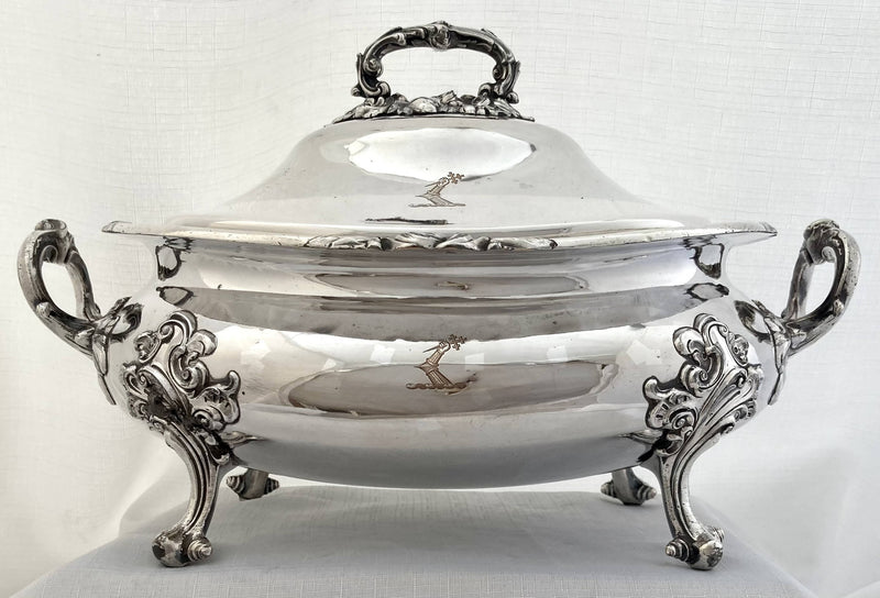William IV Old Sheffield Plate Soup Tureen; Crested for Adams of Somerset. J. Dixon & Sons of Sheffield, circa 1835.