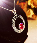 New Ruby and Sterling Silver Pendant and 16" Chain
