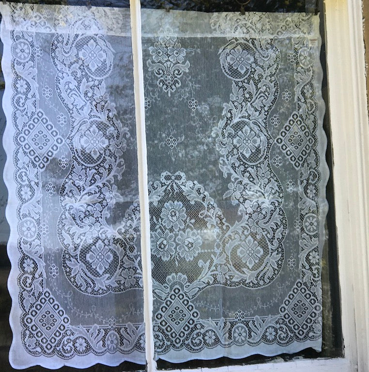 "Jessica" Victorian Style Cream Cotton Lace Curtain Panel Ready To Hang - 36" x 36" 90 x 91cms