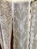 "Grace" Antique Style Cream Cotton Lace Curtain Panelling Sold By The Metre - 12 Inches Wide