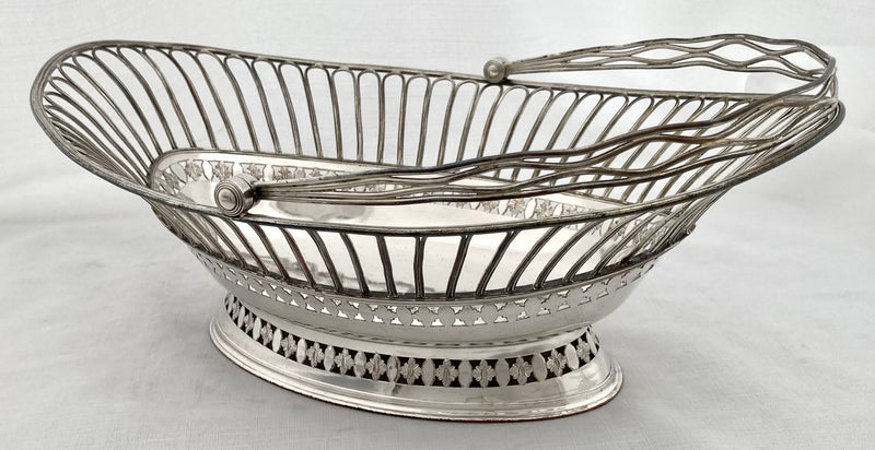 Georgian, George III, Old Sheffield Plate Cake Basket, circa 1780. Gray Family Crest.