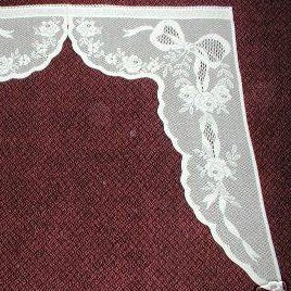 Gustavian -Vintage 1920's Style Pair of Cream Cotton Lace Swag Curtain Panels - 48 X 45 inches