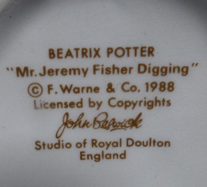 Beswick Beatrix Potter Figurine - Mr Jeremy Fisher Digging (Signature Backstamp) - BP4