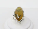 Vintage Silver & Brown Moss Agate Statement Ring