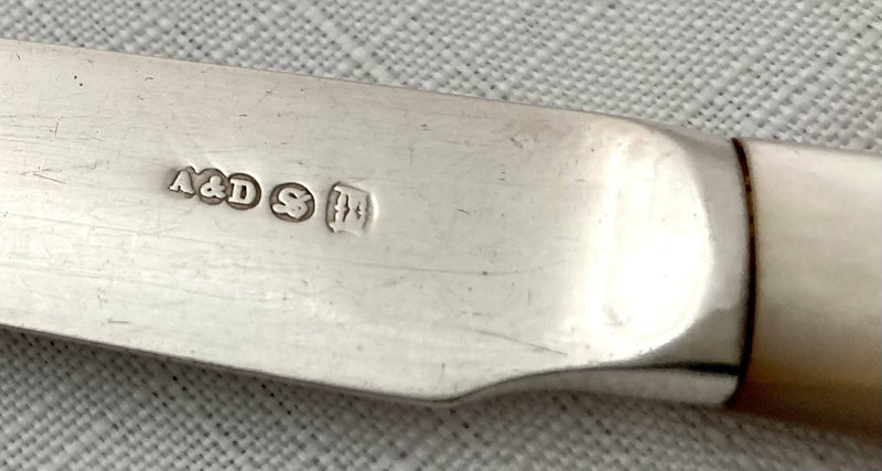 Late Victorian Cased Set of Silver Plated & Mother of Pearl Fruit Cutlery for Twelve. Allen & Darwin of Sheffield & London.