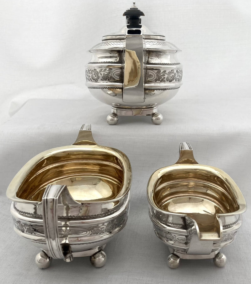 Georgian, George III, silver tea service. London 1810 Robert Hennell I & Samuel Hennell. 33 troy ounces.