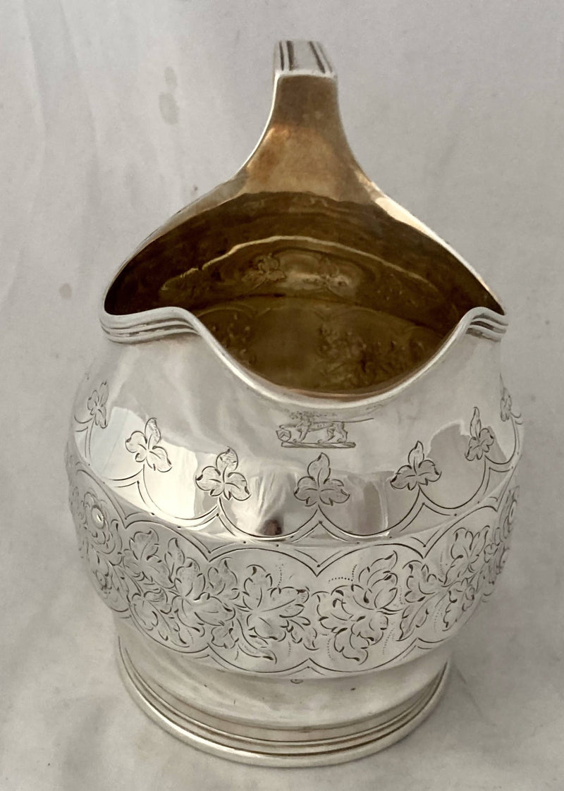Georgian, George III, Crested Silver Cream Jug. London 1800 Robert & David Hennell. 5.49 troy ounces.