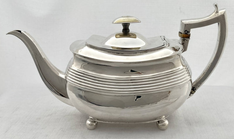 Georgian, George III, Crested Silver Teapot. London 1807 Alice & George Burrows II. 21 troy ounces.