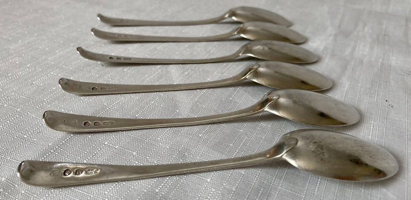 Georgian, George III, Set of Six Silver Teaspoons. London 1803 William Eley & William Fearn. 2.7 troy ounces.