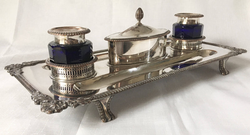 Georgian Old Sheffield Plate inkstand, circa 1820.