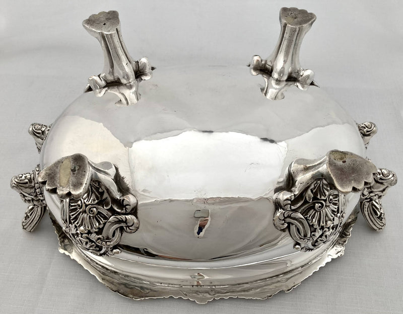 Victorian Silver Plated Lion Mask Soup Tureen, circa 1850.