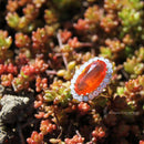Handmade 18ct Fire Opal & Diamond Cluster