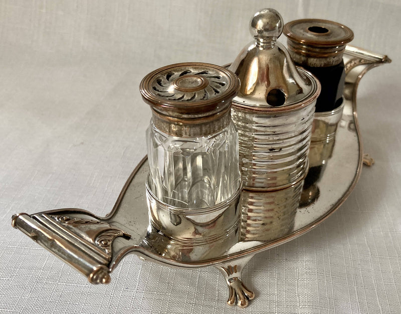 Georgian, George III, Old Sheffield Plate inkstand, circa 1800.