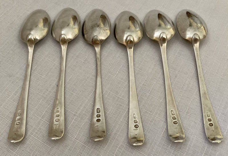 Georgian, George III, Set of Six Silver Teaspoons. London 1803 William Eley & William Fearn. 2.7 troy ounces.