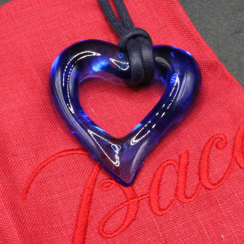 Baccarat blue crystal heart pendant/necklace