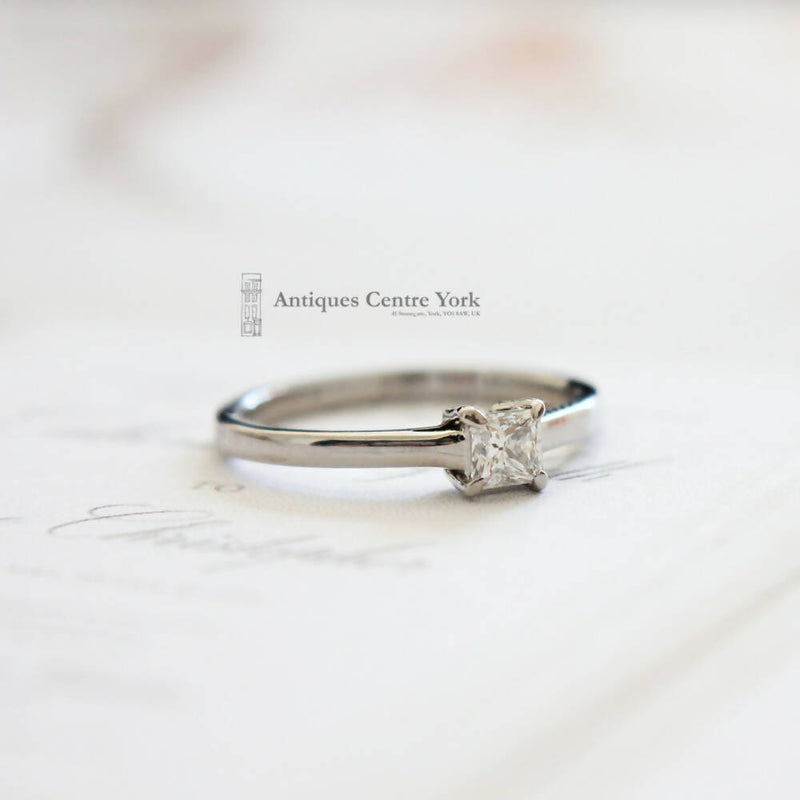 Palladium Princess-Cut Diamond Solitaire 0.35ct