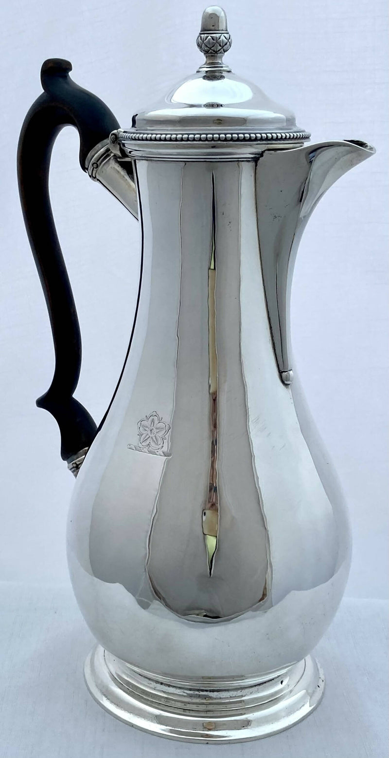Georgian, George III, Silver Hot Water Jug. London 1776 Augustin Le Sage. 20 troy ounces.