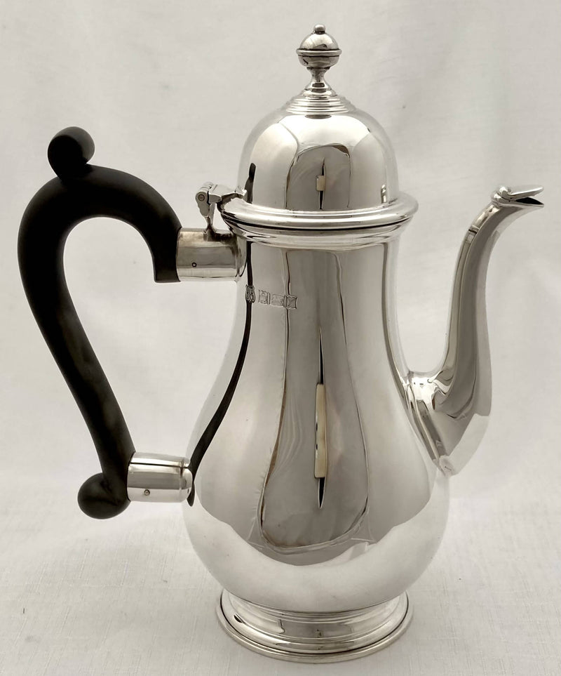 Elizabeth II Silver Bachelor's Coffee Pot. Birmingham 1973 Barker Ellis Silver Co. 12.7 troy ounces.