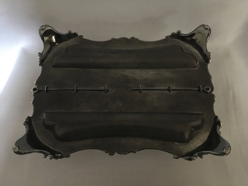 William IV period Sheffield plated inkstand with central taperstick holder. Circa 1835 - 1840