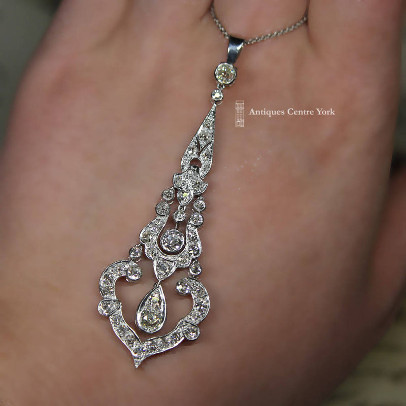 Art Nouveau Platinum & Diamond Pendant