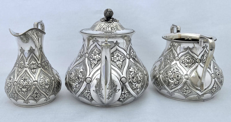 Victorian Silver Plated Ornate Tea Set. Atkins Brothers, Sheffield, circa 1875.