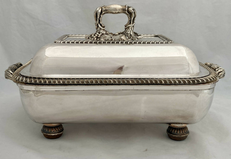 Georgian Old Sheffield Plate Entree Dish & Mask Head Warming Stand.