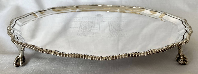 Silver Salver for Captain Lord A. St. C. S. Leveson-Gower M.C. Royal Horse Guards. London 1917 Thomas Bradbury. 43 troy ounces.
