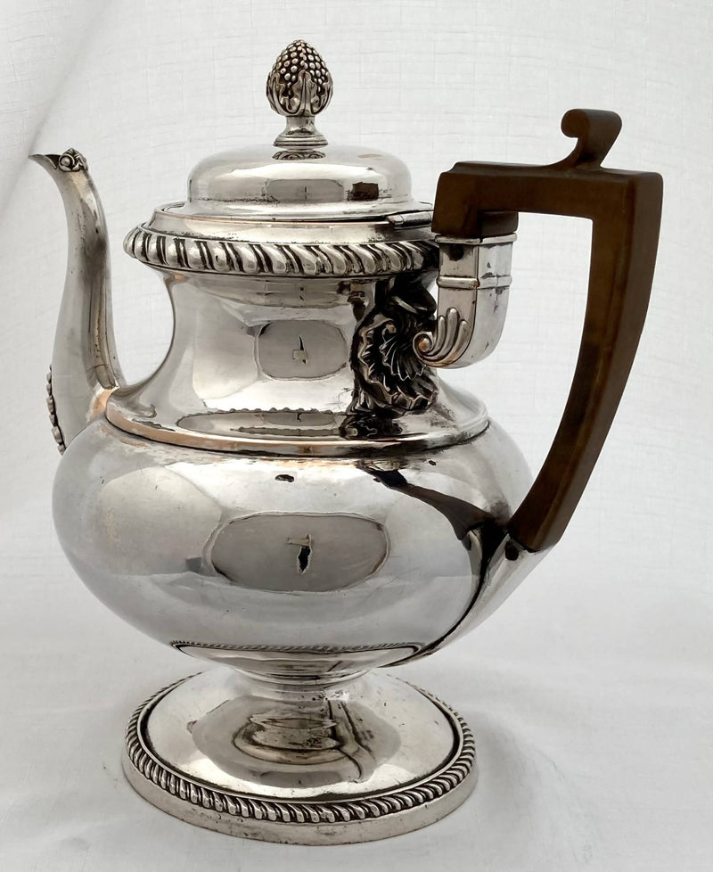 Late Georgian, Sheffield plated, large pedestal teapot. circa 1825.