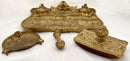 Late 19th Century French Gilt Bronze Naturalistic Desk Set, Signed E. Gros.