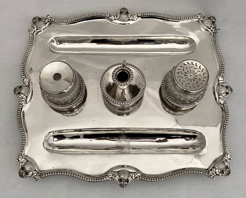 Georgian, George III, Silver Inkstand. Marital Arms of Smyth & Ibbetson. London 1813 Solomon Hougham. 36 troy ounces.