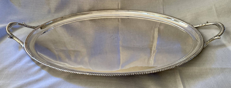 Georgian, George III period, Old Sheffield Plate serving tray from the Bull & Mouth Coaching Inn, City of London, circa 1790 - 1810.