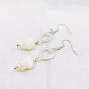 Silver Tone Heart & Mother of Pearl 'Lily of the Valley' Earrings