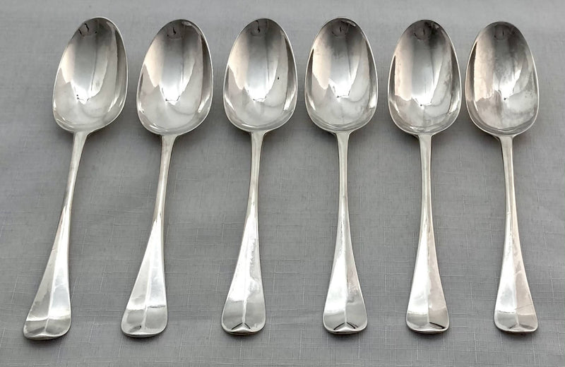 Georgian, George I, Set of Six Hanoverian Pattern Tablespoons. London 1722 James Morson. 12.9 troy ounces.